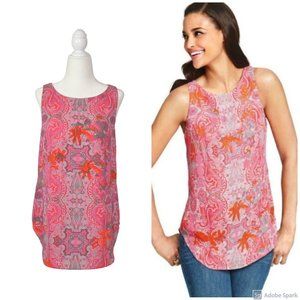 Cabi Jubilee Paisley Floral Sleeveless Top Size Small Blouse Pink Boho Casual